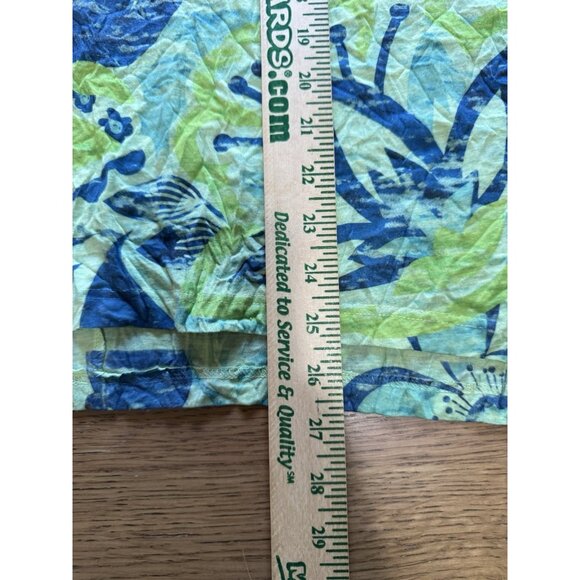 Jess & Jane Shirt Women Size Medium Asymmetrical Green Floral Lightweight Beach - Picture 4 of 7